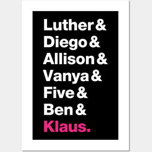 Umbrella Academy Member Names - Pink Klaus Posters and Art